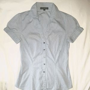 Express Blue Striped Shirt Xs 